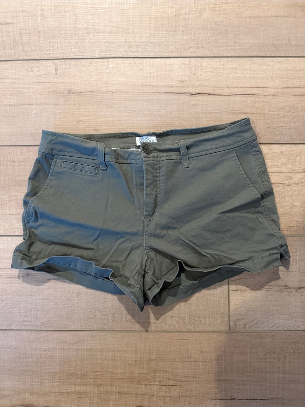 Market & Spruce Olive Green Women's Casual Jean Shorts